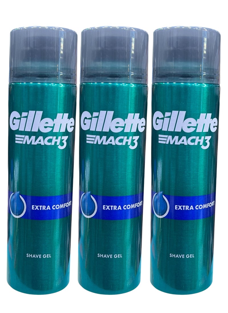 Gillette Mach3 Extra Comfort shaving Gel For Men 200ml (Pack of 3)