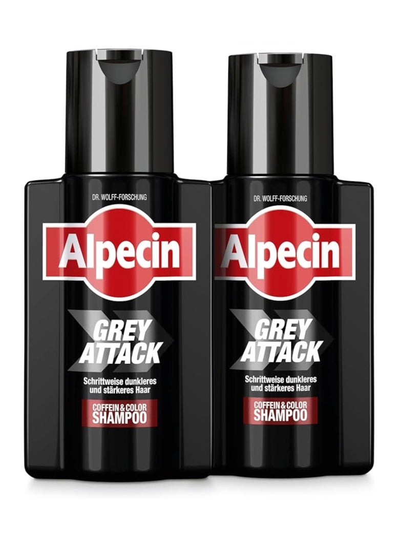 Grey Attack Caffeine & Colour Shampoo for Men 2x 200ml