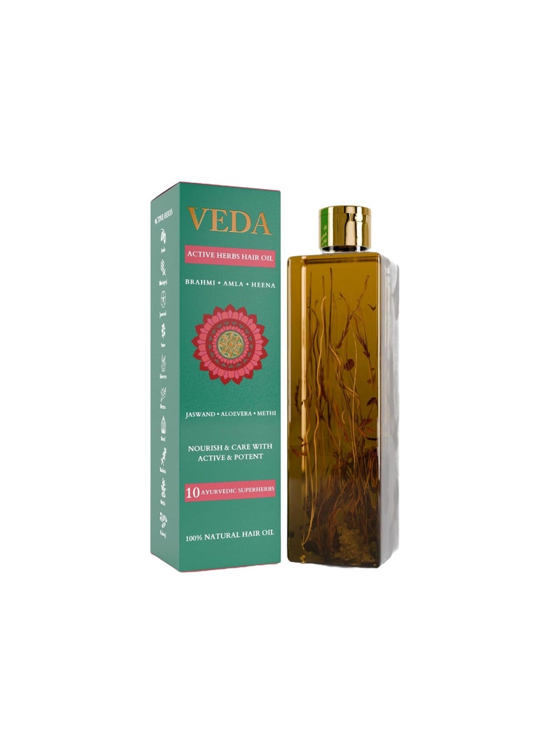 Veda Ayurvedic Cold Pressed Hair Oil | Ayurvedic Jadi Butis Infused Oil | 200ml