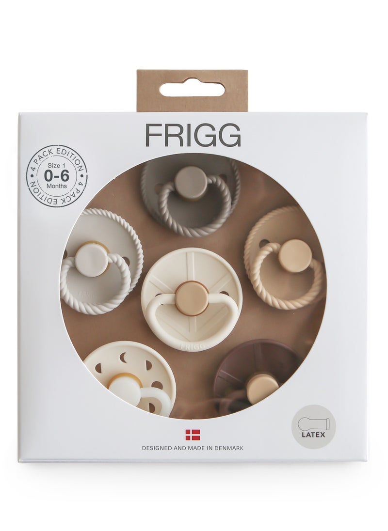 FRIGG Round Latex Baby Pacifier 0-6M 6-Pack Earhty Wonder - Size 1