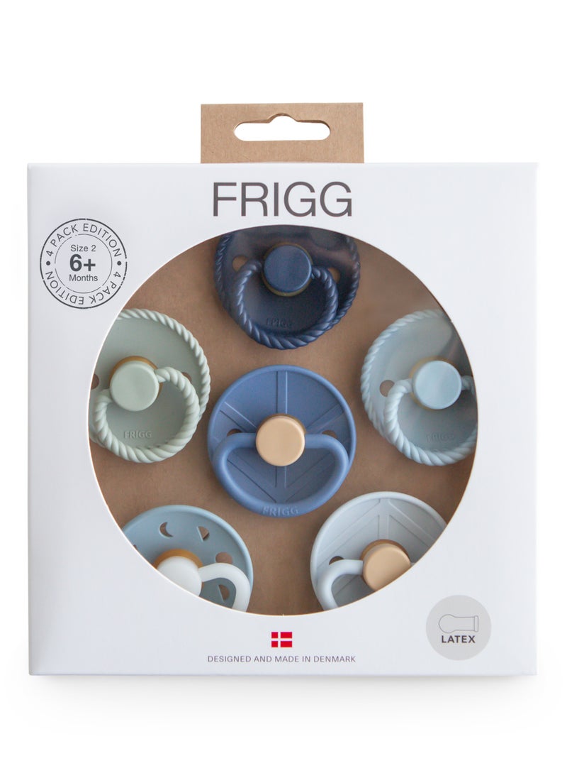 FRIGG Round Latex Baby Pacifier 6-18M 6-Pack Endless Sea - Size 2