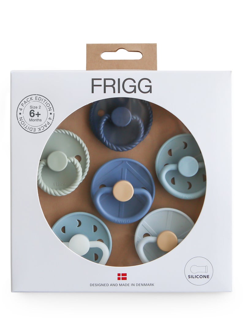 FRIGG Round Silicone Baby Pacifier 6-18M 6-Pack Endless Sea - Size 2