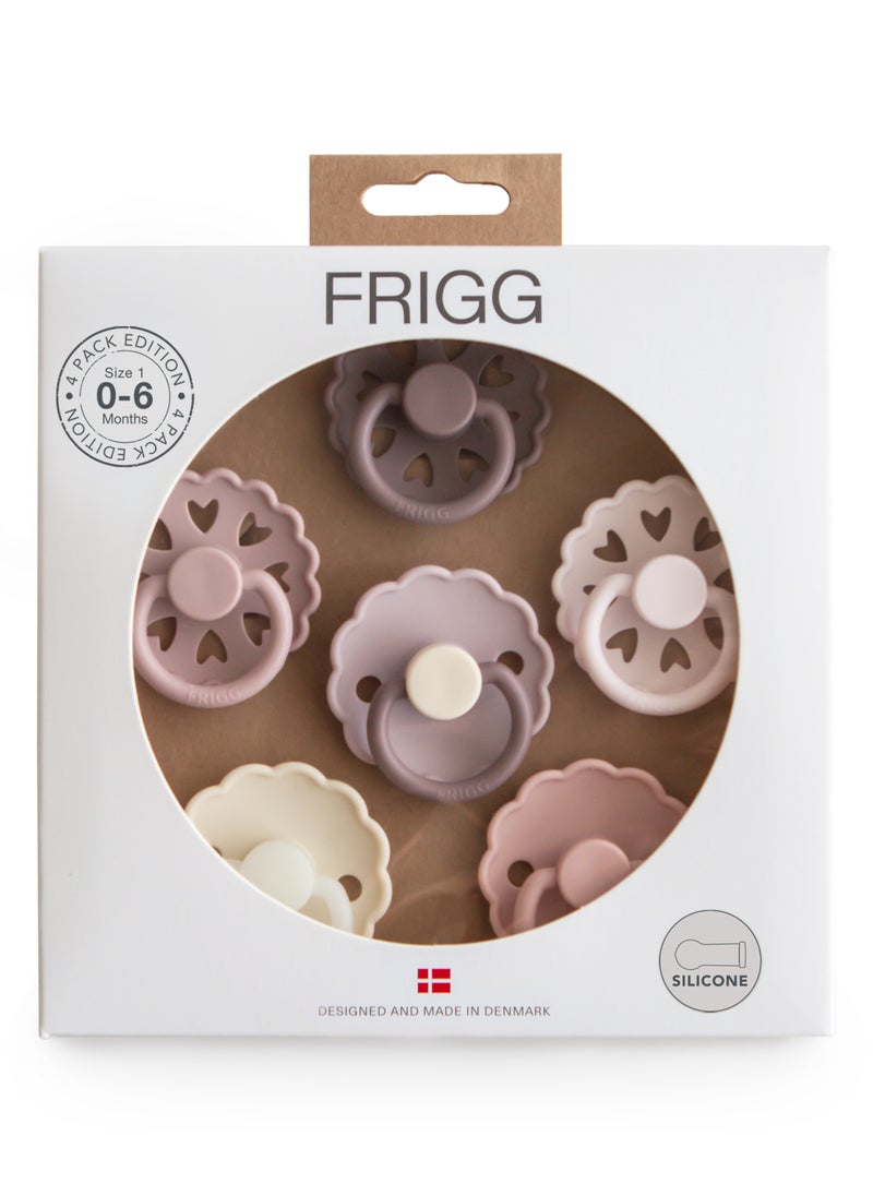 FRIGG Round Silicone Baby Pacifier 0-6M 6-Pack Blooming Love - Size 1