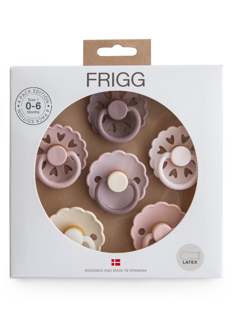 FRIGG Round Latex Baby Pacifier 0-6M 6-Pack Blooming Love - Size 1