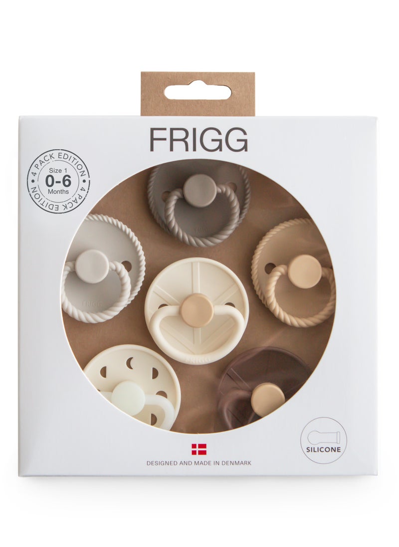 FRIGG Round Silicone Baby Pacifier 0-6M 6-Pack Earhty Wonder - Size 1