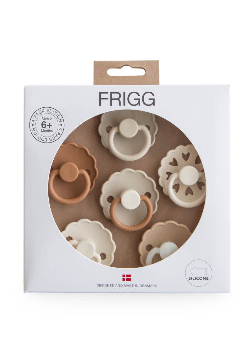 FRIGG Round Silicone Baby Pacifier 6-18M 6-Pack Cinnamon Charm - Size 2