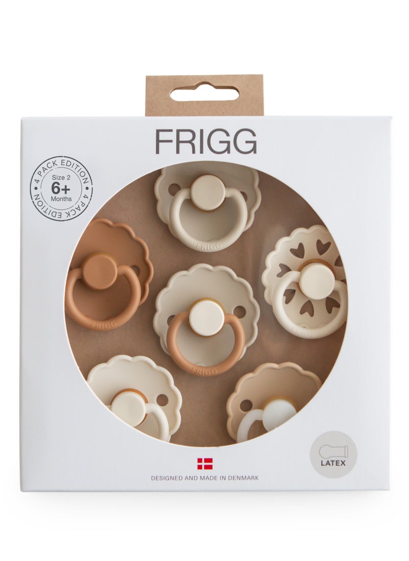 FRIGG Round Latex Baby Pacifier 6-18M 6-Pack Cinnamon Charm - Size 2