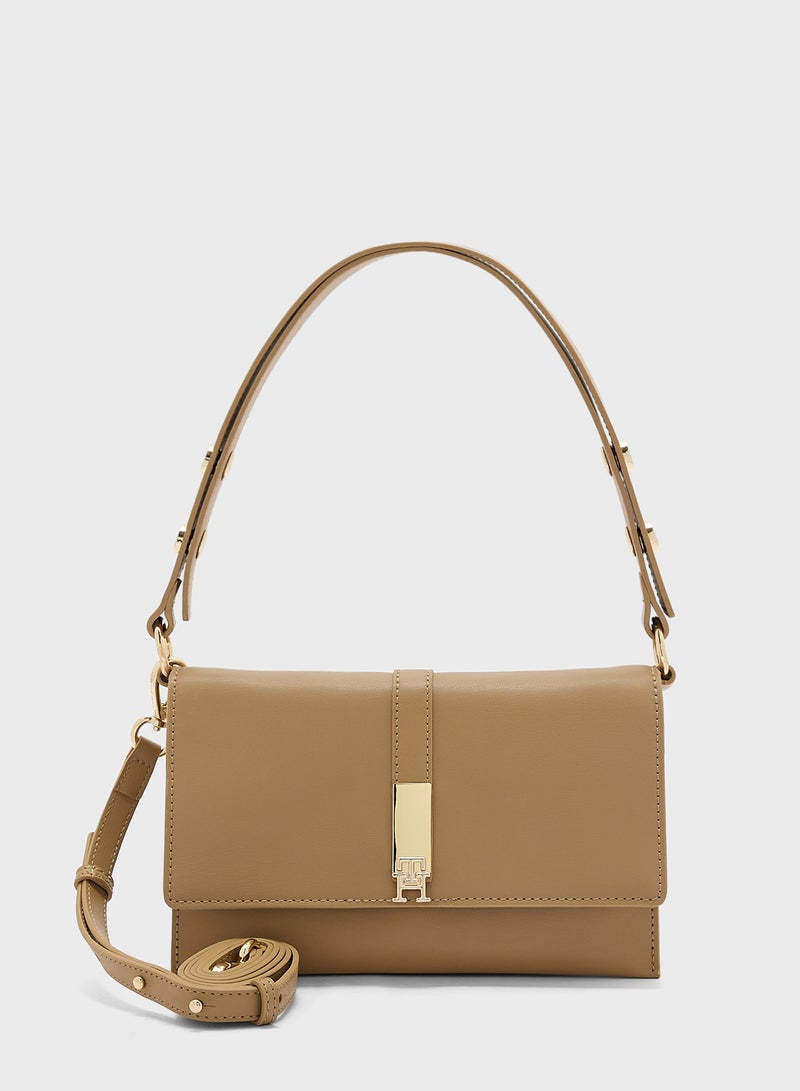 Logo Detail Top Handle Flap Over Crossbody