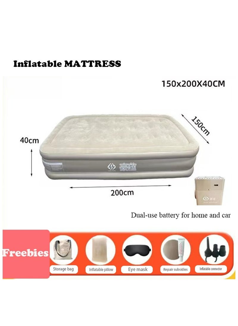 Outdoor Camping Waterproof Double Air Mattress Fast Auto Inflatable Bed Portable Home Inflatable Sofa Bed Built-in Electric Pump Inflatable Outdoor Mat for Tent Camping Car Truck