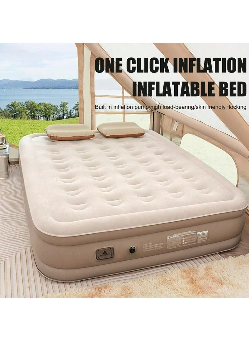 Outdoor Camping Waterproof Double Air Mattress Fast Auto Inflatable Bed Portable Home Inflatable Sofa Bed Built-in Electric Pump Inflatable Outdoor Mat for Tent Camping Car Truck