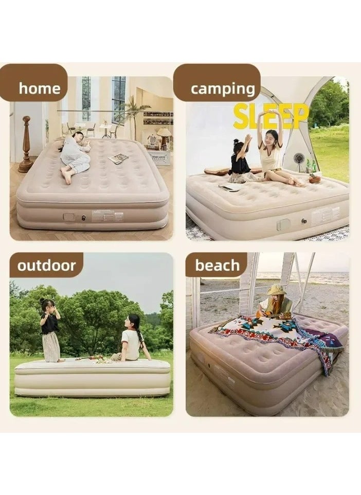 Outdoor Camping Waterproof Double Air Mattress Fast Auto Inflatable Bed Portable Home Inflatable Sofa Bed Built-in Electric Pump Inflatable Outdoor Mat for Tent Camping Car Truck