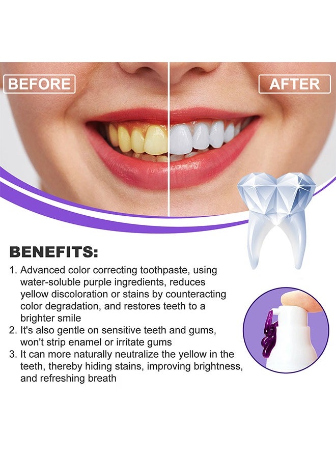 V34 Colour Corrector Foam - Teeth Whitening Tooth Colour Corrector Purple Toothpaste for Teeth Whitening Purple Teeth Whitening v34 Colour Correcting Foam Toothpaste Teeth Stain Removal