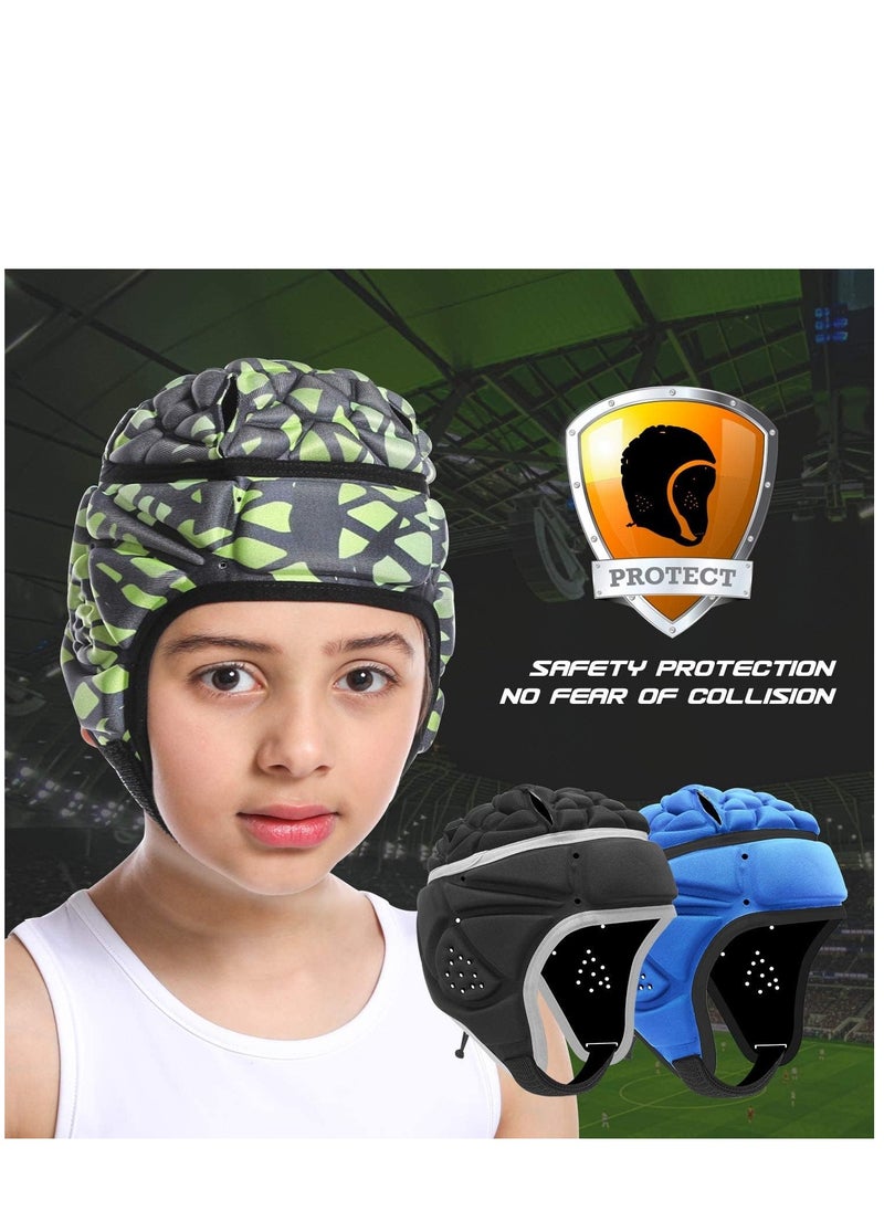 Mult-Color Soft Helmet, Flag Football Rugby Goalkeeper Helmet, Cap Soft Shell Helmet, Soccer Headgear Special Needs Protection for Childrens 4-12 Years