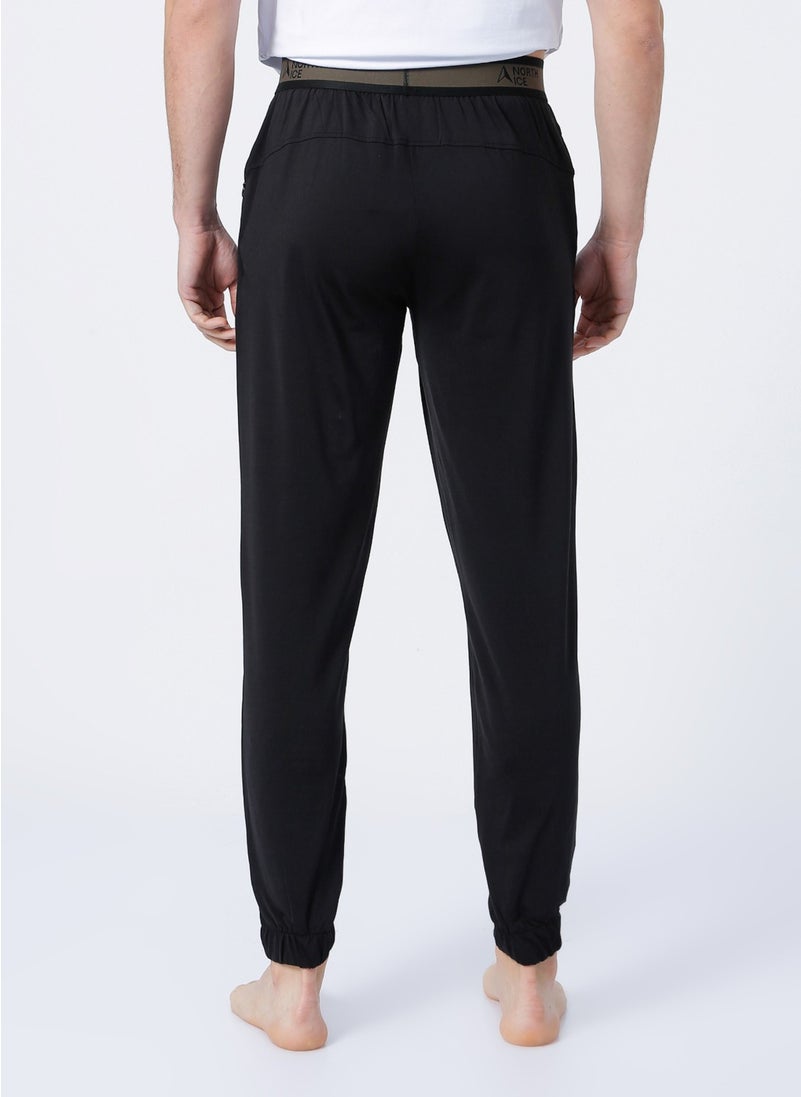 Elastic Regular Fit Plain Black Men's Sweatpants