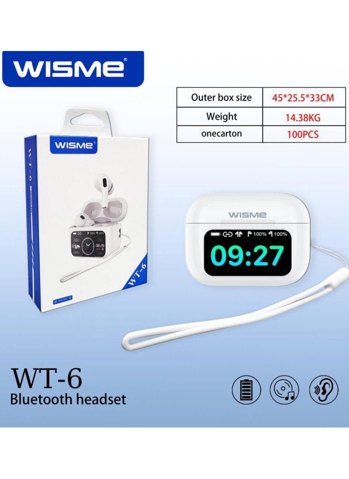 WISME WT 6 Bluetooth Wireless Touch Screen Earbuds in-Ear Headphones
