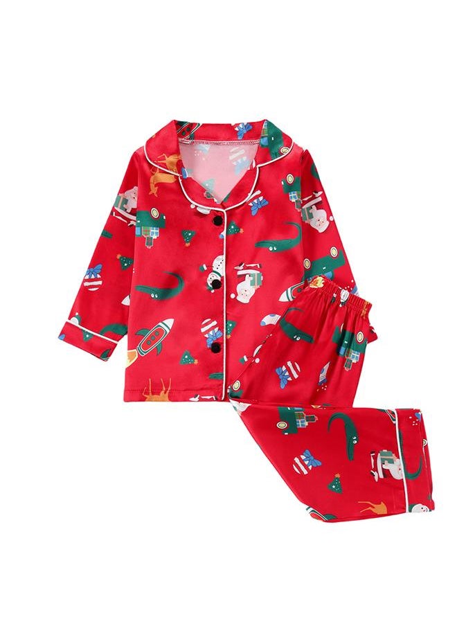 Santa and Rocket Print Holiday Pajamas