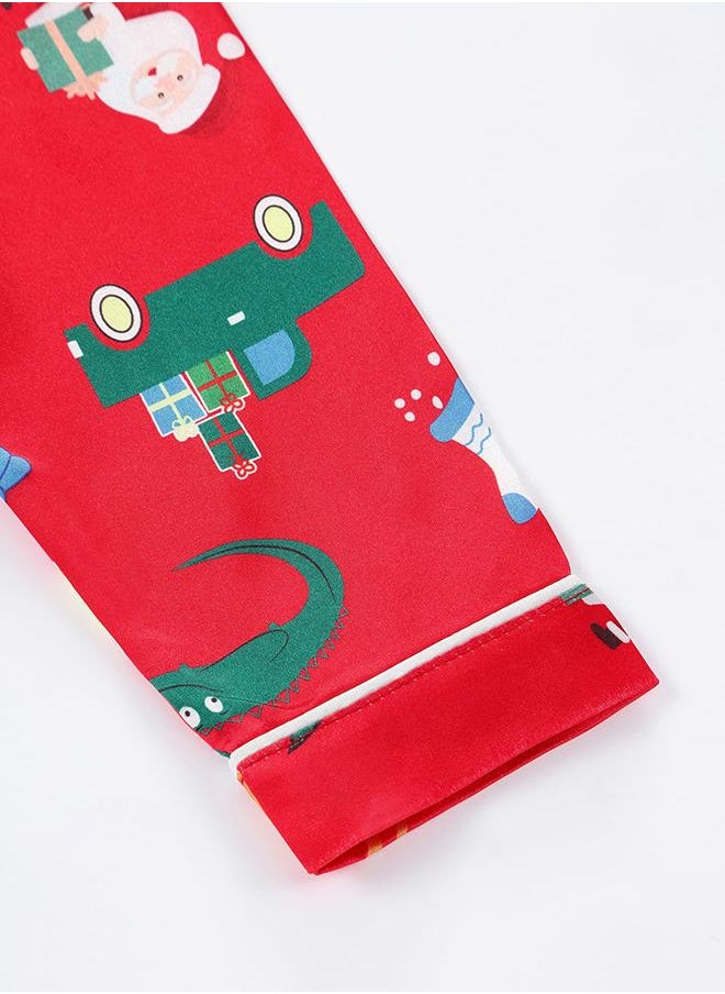 Santa and Rocket Print Holiday Pajamas