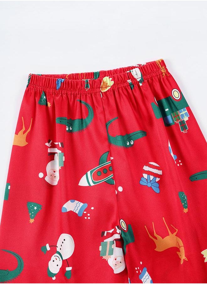 Santa and Rocket Print Holiday Pajamas