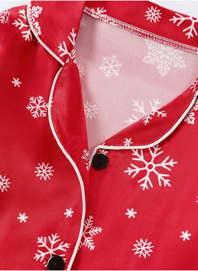 Red Snowflake Christmas Pajama Set