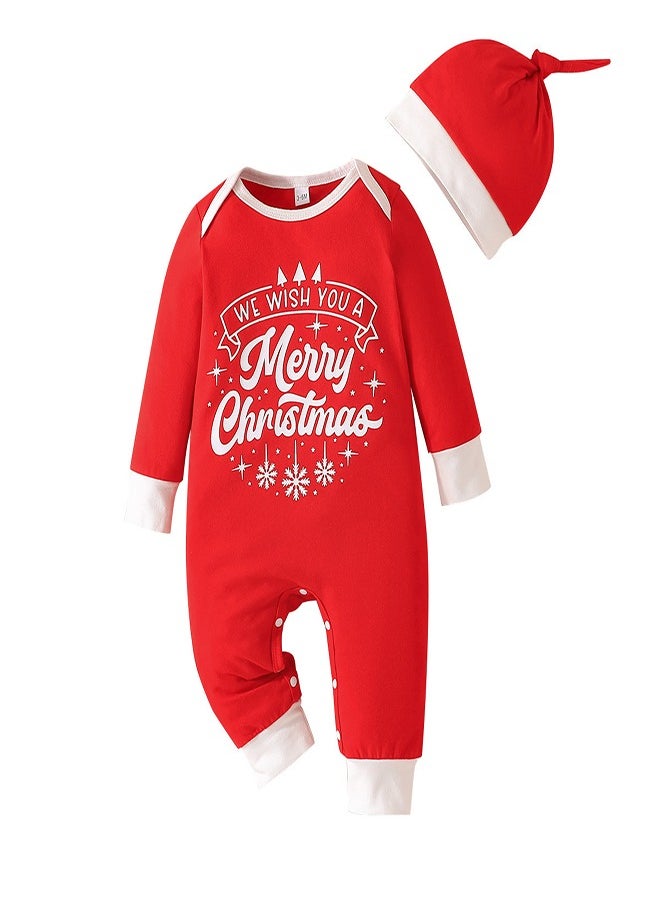 Merry Christmas Red Romper with Hat Set