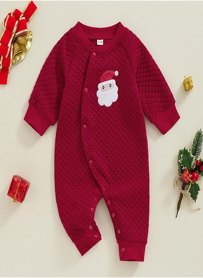 Quilted Santa Red Romper for Baby’s Holiday