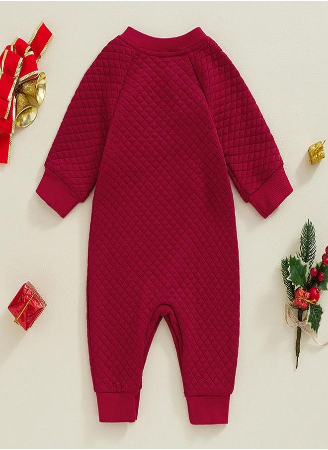 Quilted Santa Red Romper for Baby’s Holiday