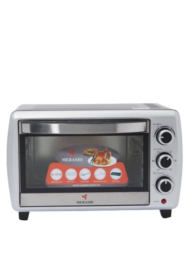 MEBASHI 24L Electric Oven Toaster, White Steel, Adjustable Temperature,(1500W) 60 Minute Timer (ME-EOV2401KR)