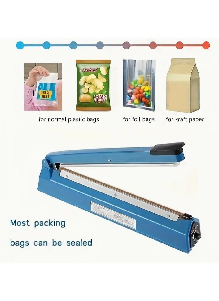 Impulse Sealer Heat Sealing Machine for Plastic Bags, Portable and Lightweight, Ideal for Sealing Food, Snacks, and Packaging Supplies, Durable Design for Home, Kitchen, or Commercial Use