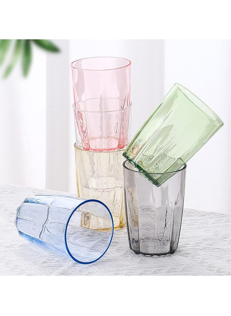 Set of 6 Unbreakable Acrylic Drinking Cups - 14 oz Reusable Tumblers for Water, Dishwasher Safe