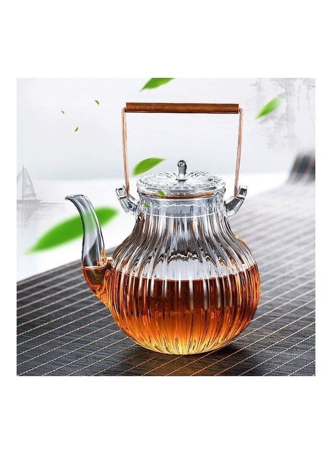 Heat Resistant Glass Teapot Set Removable Glass Infuser and Lid - Glass Tea Kettle with Blooming, Loose Leaf Tea, Stovetop, Microwave & Dishwasher Safe