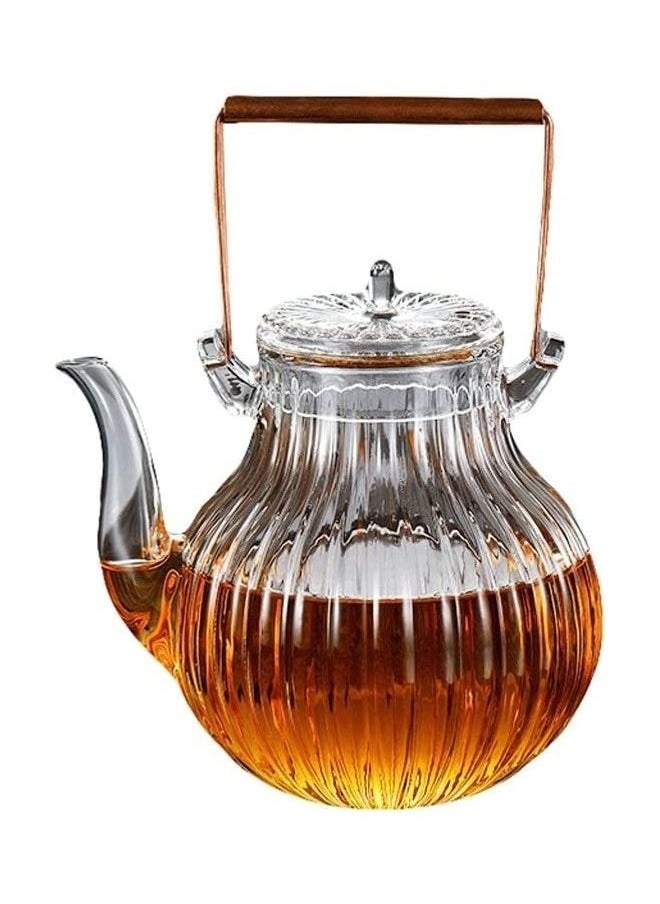 Heat Resistant Glass Teapot Set Removable Glass Infuser and Lid - Glass Tea Kettle with Blooming, Loose Leaf Tea, Stovetop, Microwave & Dishwasher Safe