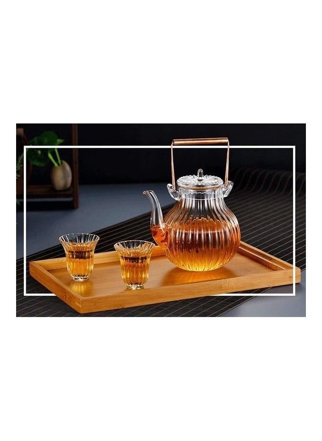 Heat Resistant Glass Teapot Set Removable Glass Infuser and Lid - Glass Tea Kettle with Blooming, Loose Leaf Tea, Stovetop, Microwave & Dishwasher Safe