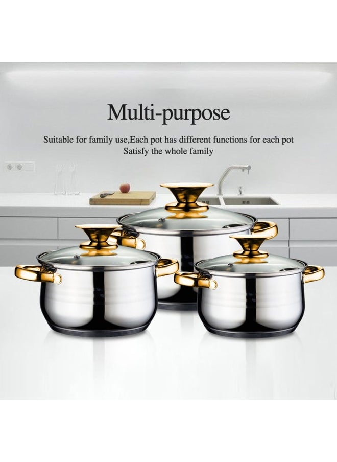 Kitchenware Stainless Steel Gold Capsulated Cooking Pot Non Stick Cookware Sets with Glass Lid