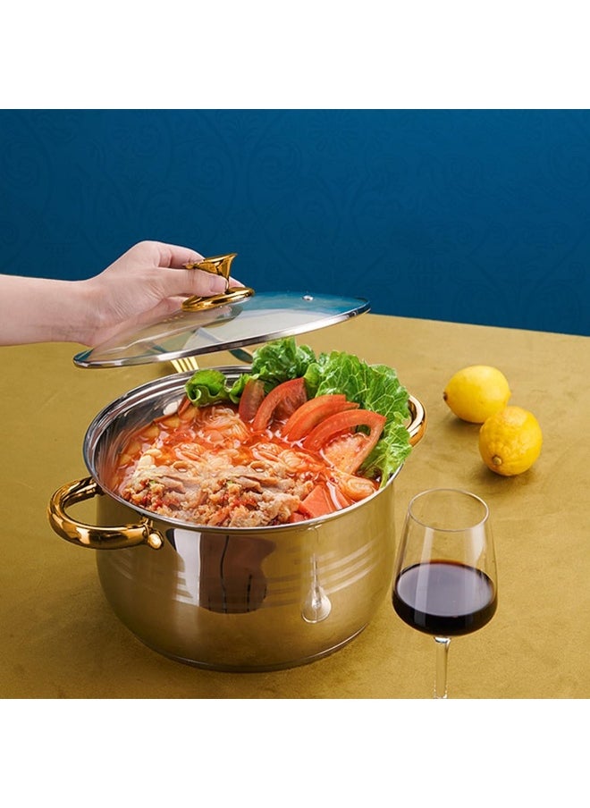 Kitchenware Stainless Steel Gold Capsulated Cooking Pot Non Stick Cookware Sets with Glass Lid