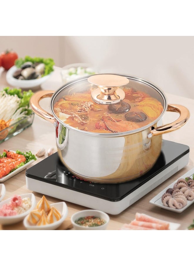 Kitchenware Stainless Steel Gold Capsulated Cooking Pot Non Stick Cookware Sets with Glass Lid