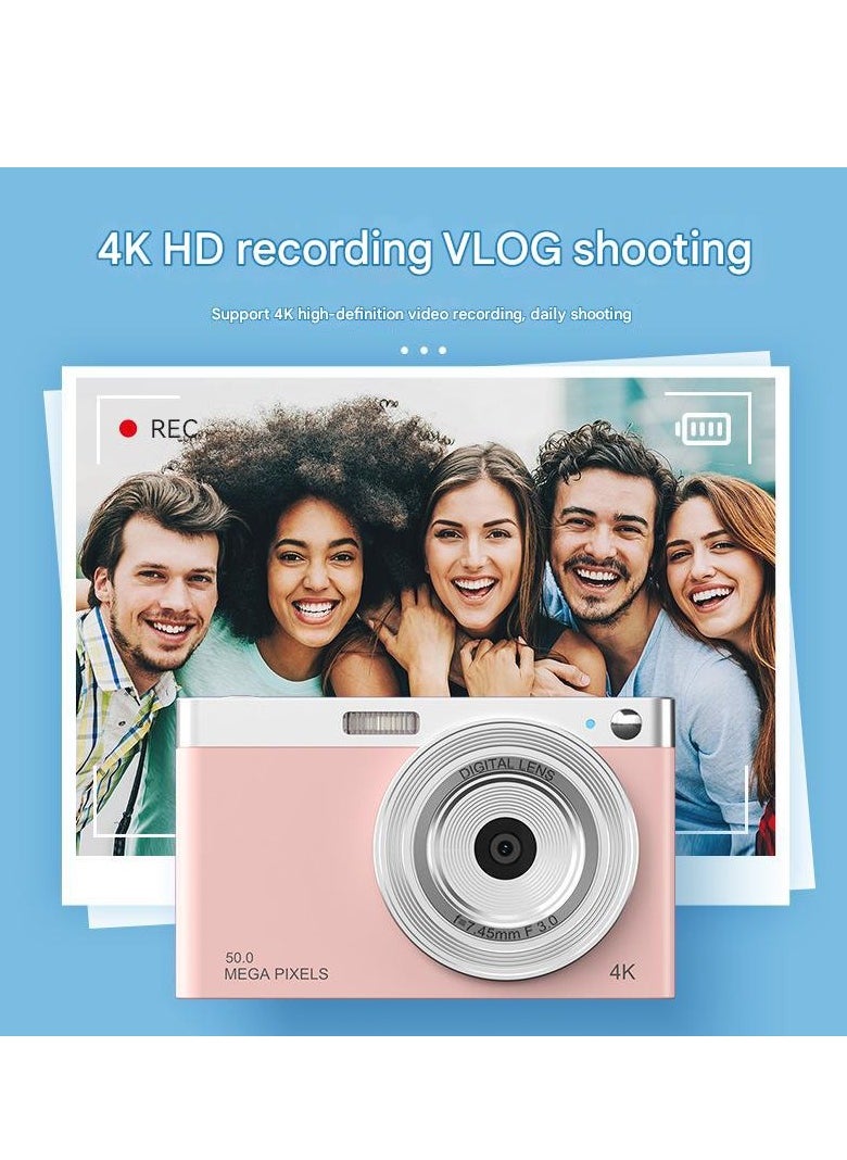 Compact 4K Digital Camera Video Camcorder 50MP 2.88Inch IPS Screen Auto Focus 16X Zoom Anti-shake Face Detact Smile Capture Built-in Flash with 32G Memory Card