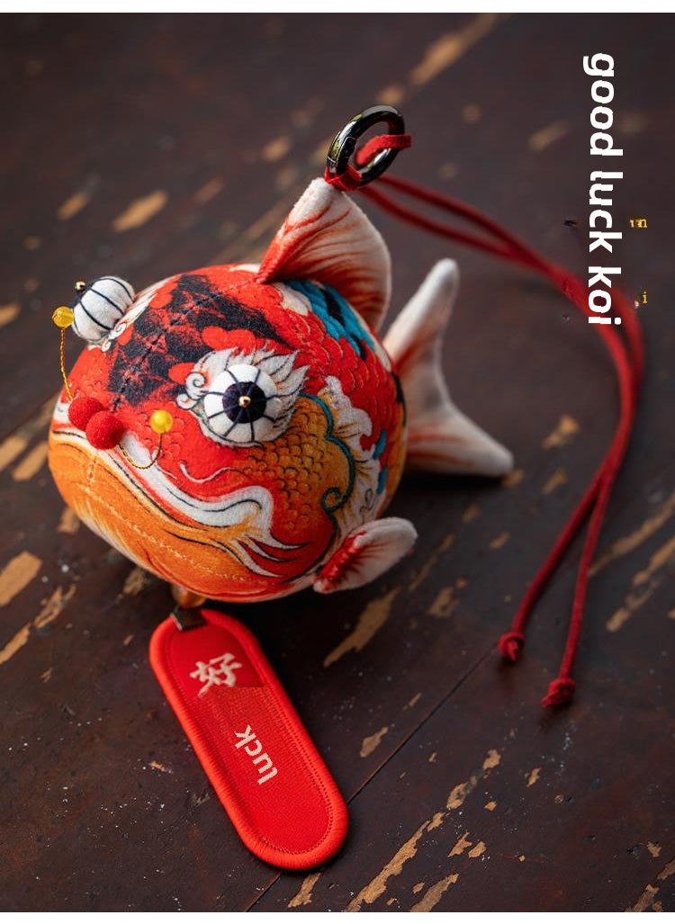 Handmade Embroidered Sachet Amulet Good Luck Koi