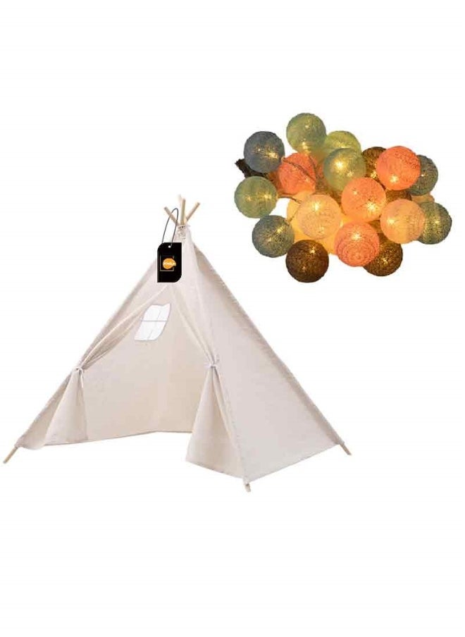 Chilldren's Play Tent With String Lights 140x140x180cm