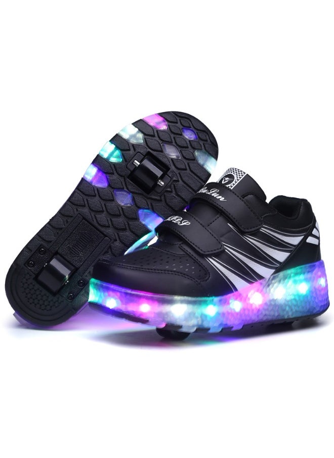 LED Flash Light Fashion Shiny Sneaker Skate Shoes With Wheels And Lightning Sole