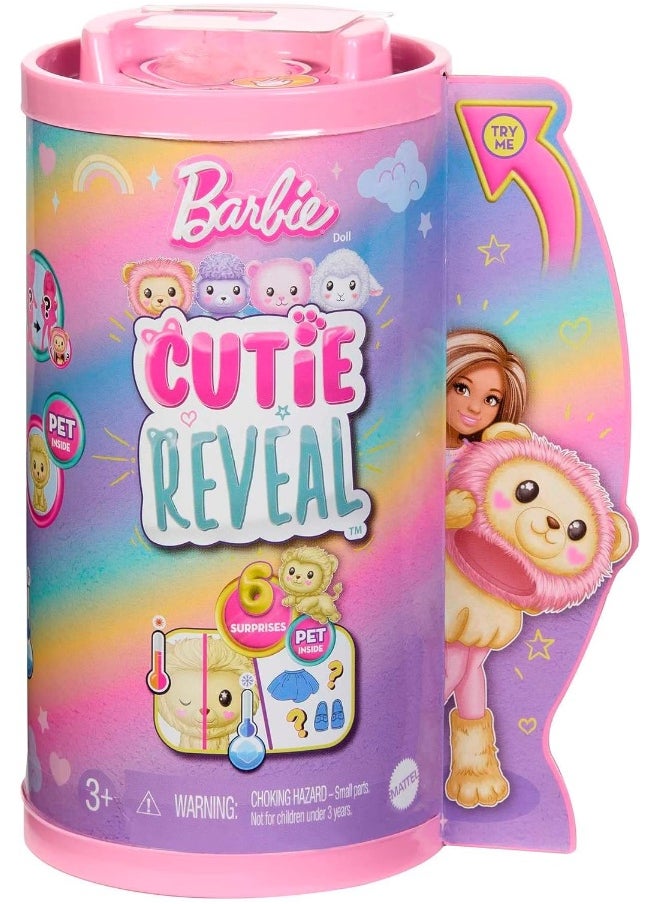 Barbie Cutie Reveal Cozy Cute Tees Series Chelsea Doll & Accessories, Plush Lion, Brunette Small Doll