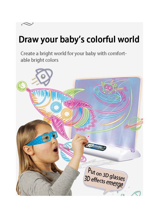 Kids 3D Drawing Board with Light Up Glow Draw Sketch Pad for Art Write Learning Educational Toys 24.5 x 19cm