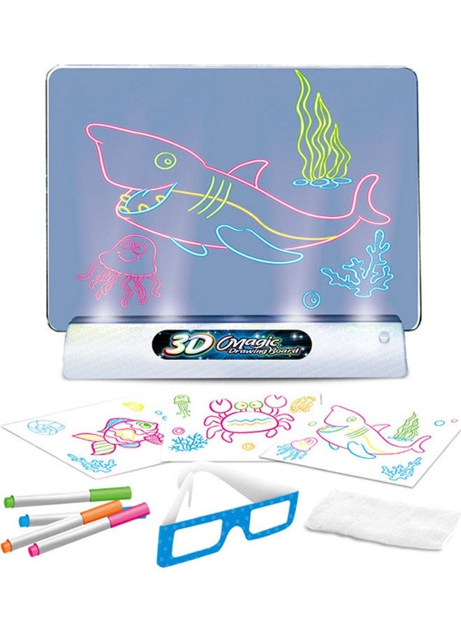 Kids 3D Drawing Board with Light Up Glow Draw Sketch Pad for Art Write Learning Educational Toys 24.5 x 19cm