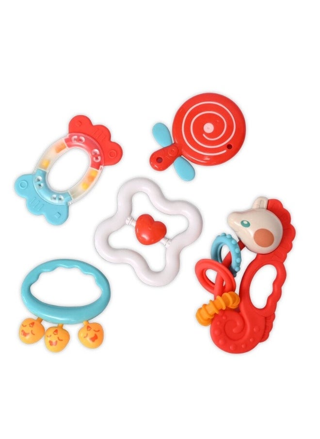 5-Piece Teether Rattle Toys Set Baby Rattles Set Teething toys for Babies Infant Baby Toys