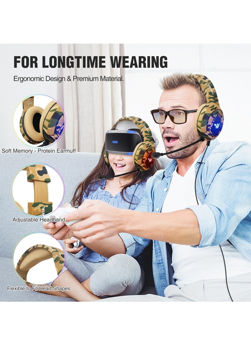 Camouflage color headset gaming headset computer cell phone chicken game headset compatible ps5/xbox