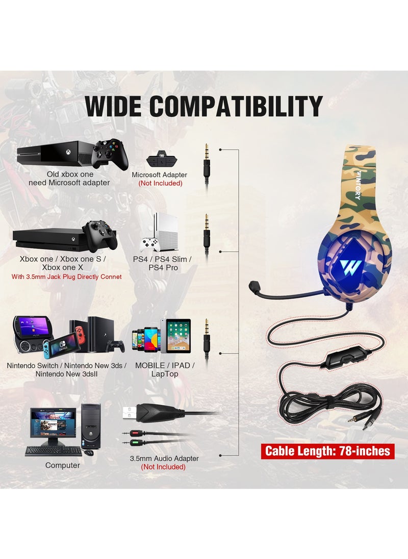 Camouflage color headset gaming headset computer cell phone chicken game headset compatible ps5/xbox