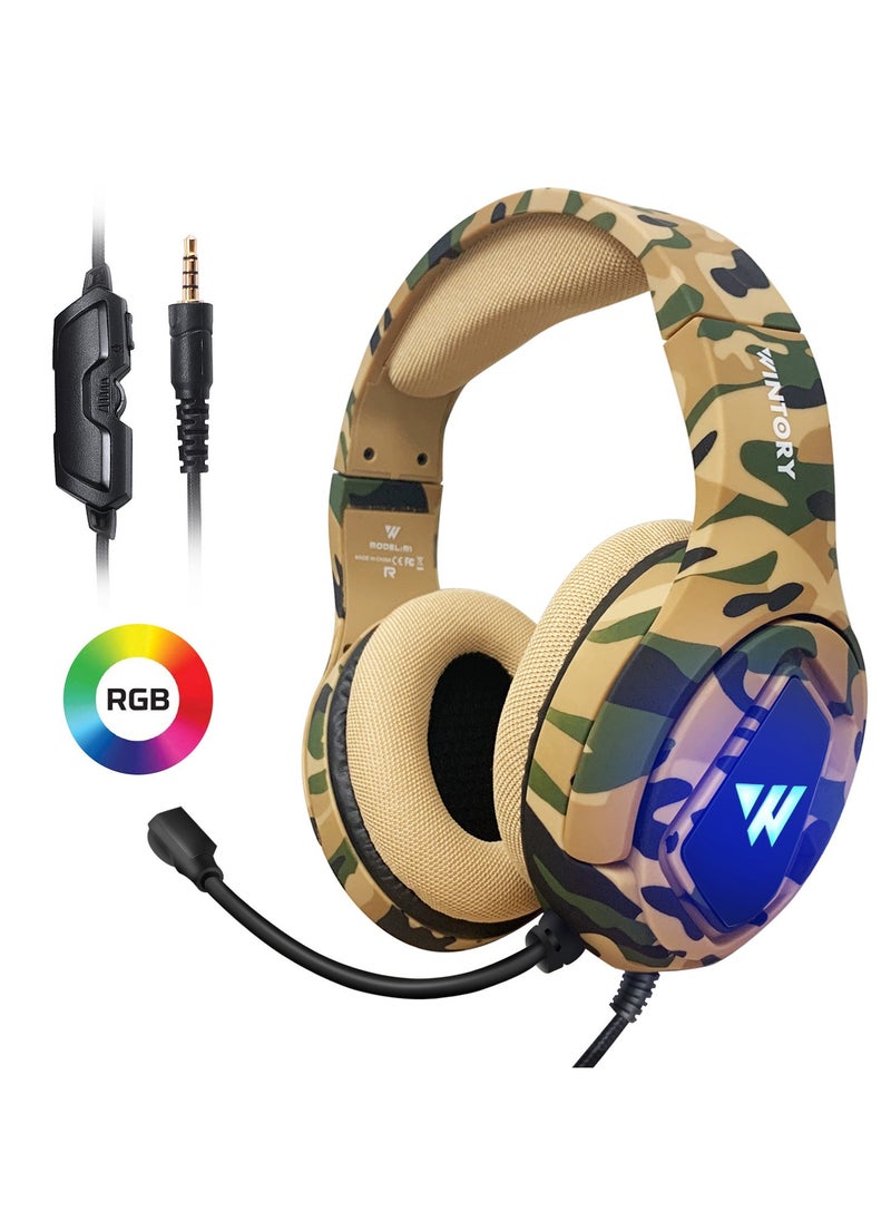 Camouflage color headset gaming headset computer cell phone chicken game headset compatible ps5/xbox