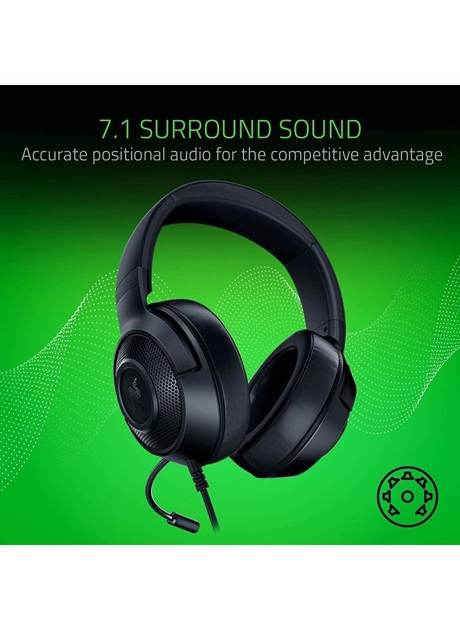 Wired Gaming Headset, 7.1 Surround Sound, Lightweight Aluminum Frame, Bendable Cardioid Microphone, Oval Ear Cushions, Adjustable Headband for PC, Xbox, PS4, Nintendo Switch Black