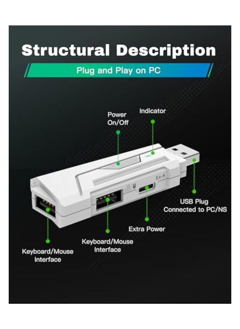 PC Gaming Keyboard Mouse Adapter for Assisted Aiming, Keyboard to Joystick Converter Gaming Joystick Adapter Customizable Gaming Adapter App Customization Adapter Mouse Joystick Adapter Flex Mapping