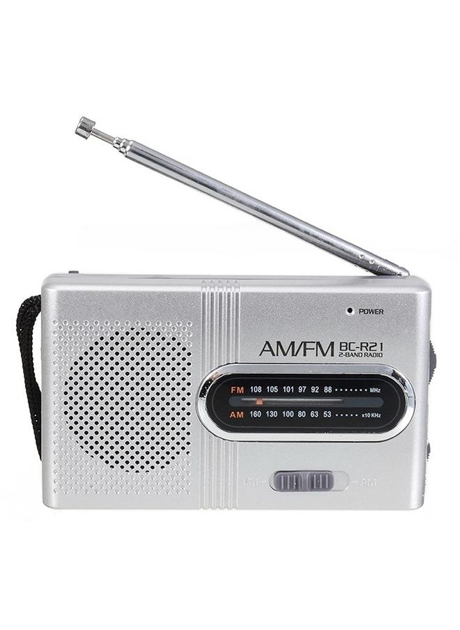 INDIN BC-R21 AM/FM Portable Radio Old Man Morning Practice Player(Silver Gray)