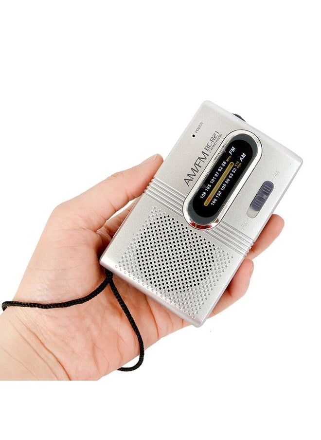 INDIN BC-R21 AM/FM Portable Radio Old Man Morning Practice Player(Silver Gray)